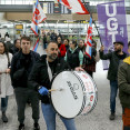 SANTIAGO DE COMPOSTELA, 16/05/2024.- El sindicato UGT ha realizado esta mañana una concentración de trabajadores en el aeropuerto de Santiago coincidiendo con la primera jornada de huelga en Iberia.