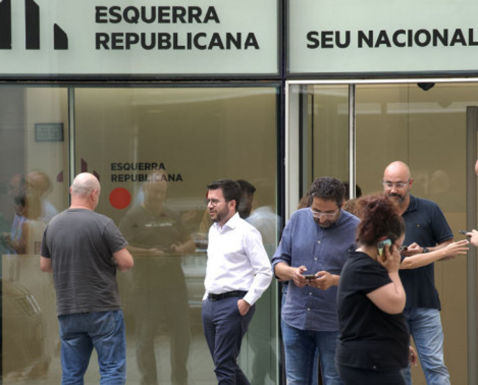 ElpresidentedelaGeneralitatPereAragons2iduranteundescansodelareuninenlasededeERC