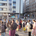 Estudiantes llegando a santiago