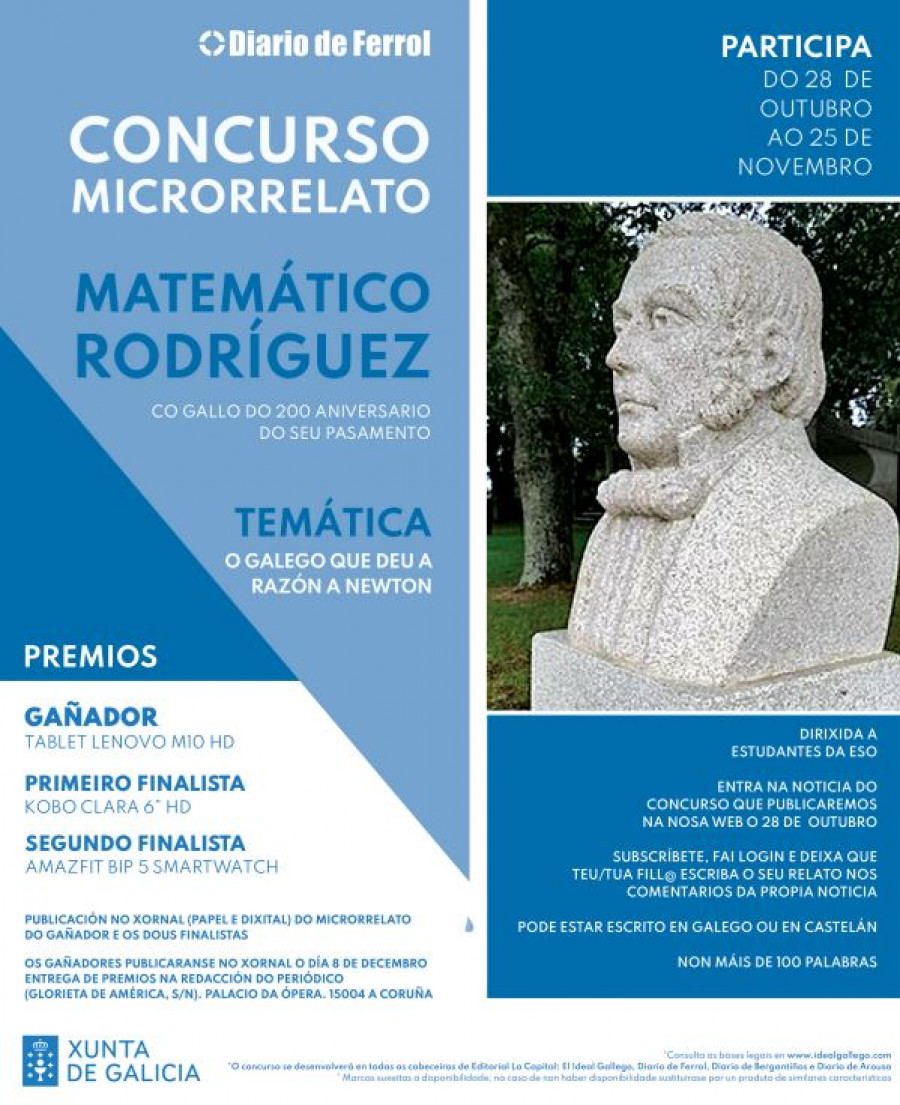 Diario Compostela anima a participar no concurso de microrrelatos 'O galego que deu a razón a Newton' do Matemático Rodríguez