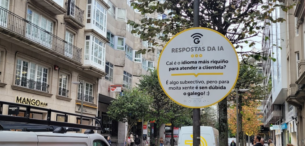 Los misteriosos carteles sobre IA en Santiago: una campaña para promover el uso del gallego