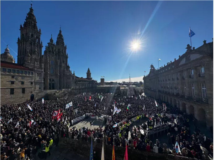 Una marcha multitudinaria recorre las calles de Santiago contra el proyecto de Altri