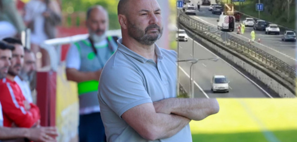 El entrenador del Arosa, herido leve en un aparatoso accidente en A Coruña