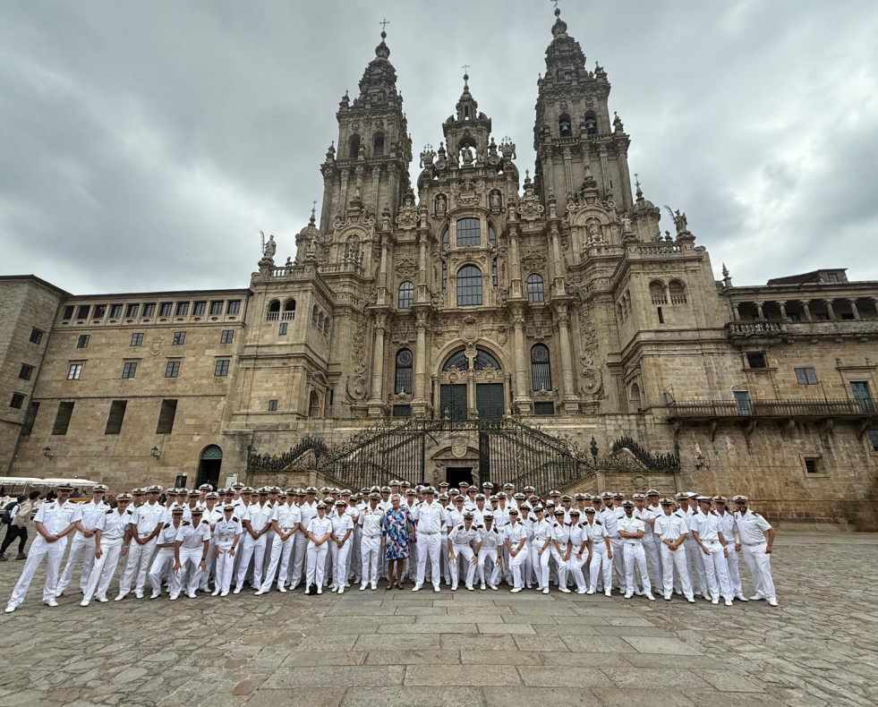 Foto de grupo en la plaza del Obradoiro