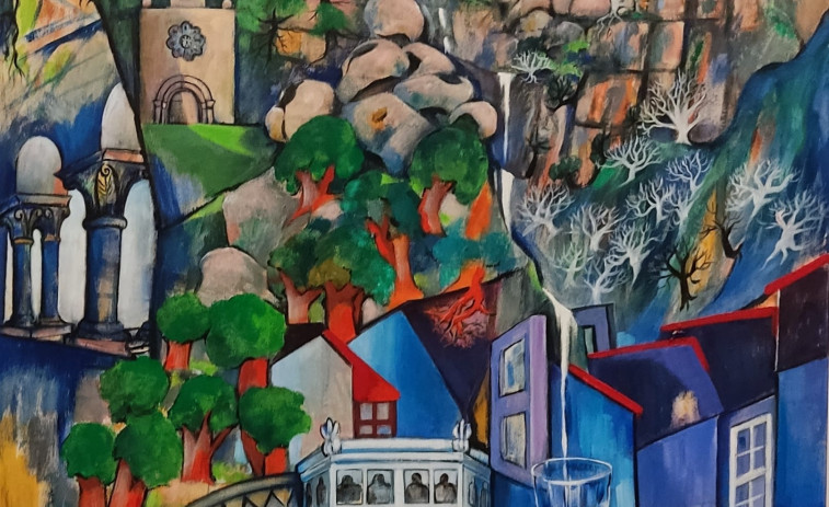 El Centro Empresarial do Tambre acoge una exposición de María José Leira: 20 obras a todo color sobre la paternidad y la Ribeira Sacra