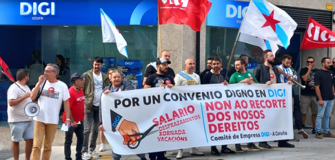 Trabajadores de DIGI protestan en Santiago contra el convenio que denuncian como un retroceso laboral