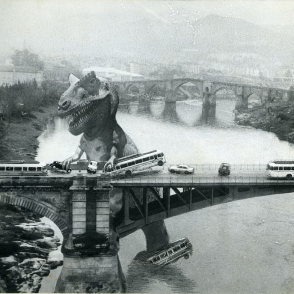 Extraterrestres en Ourense e dinosauros nas Burgas: as fotobromas de Augusto Pacheco chegan a Fonseca