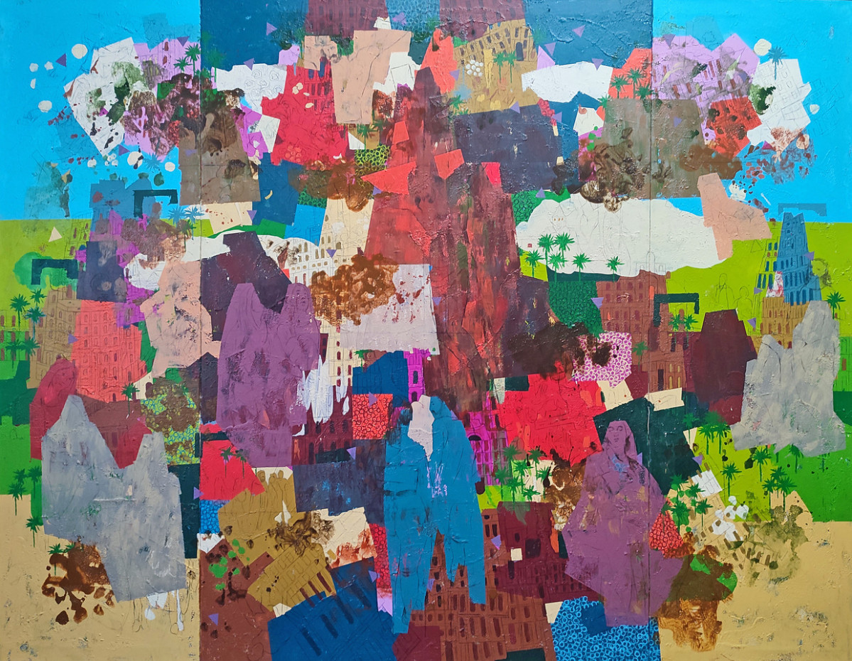 Crucifixion Nu00b0 1. 150 x 192 CM.( Triptico). T Mixta sobre lienzo. 2024